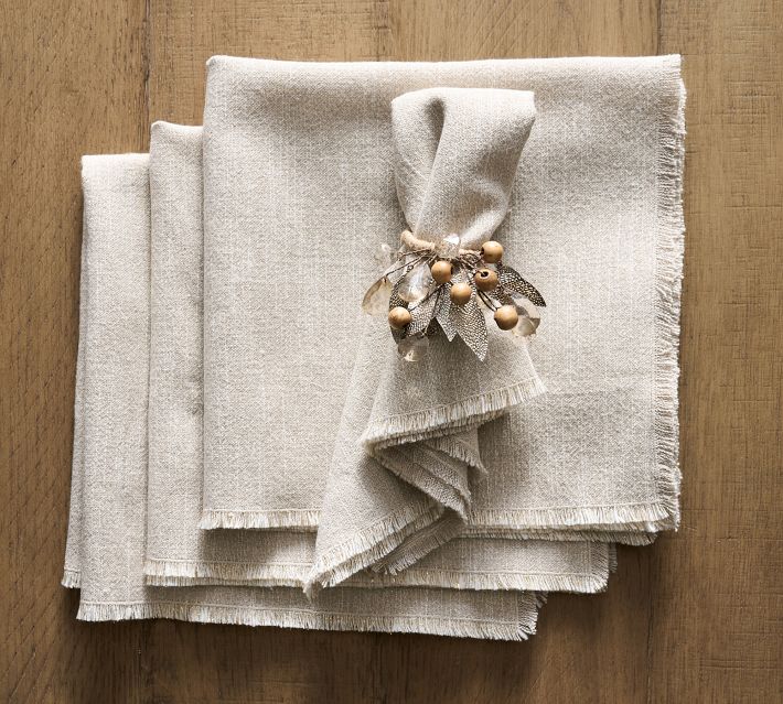 Frayed Oversized Linen Napkins - Set of 4