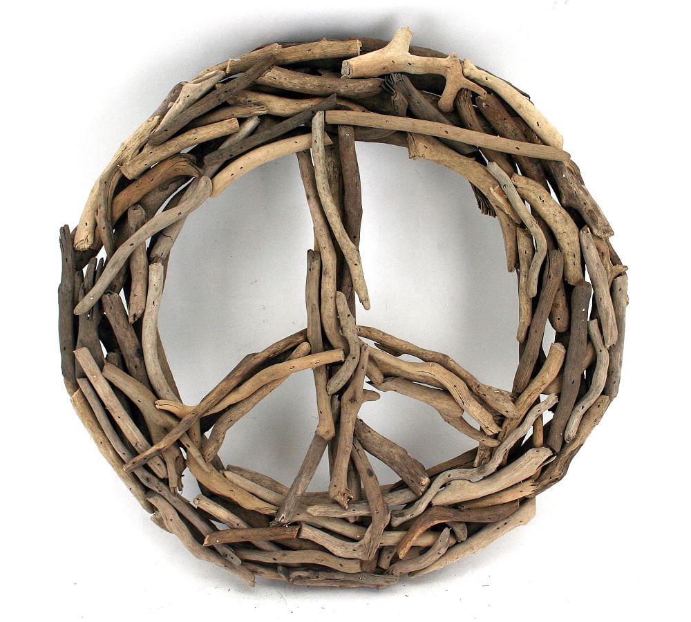 Driftwood Peace Sign Wall Decor Pottery Barn