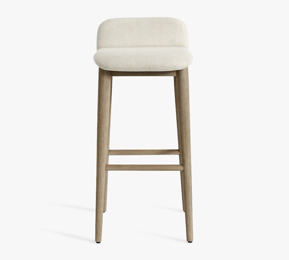 OPEN BOX Zoe Barstool, Gray Wash/Basketweave Slub Oatmeal Pottery Barn