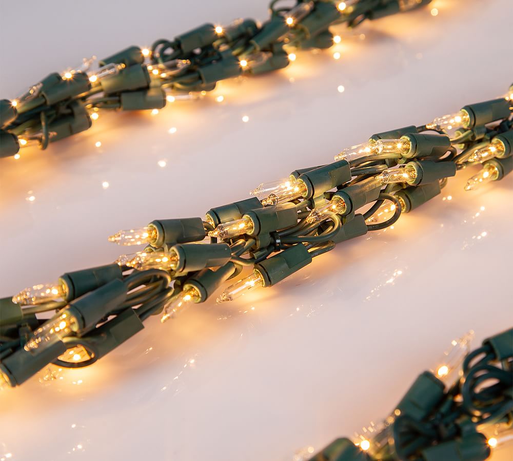 9' Clear Incandescent Garland Lights With Green Wire Pottery Barn