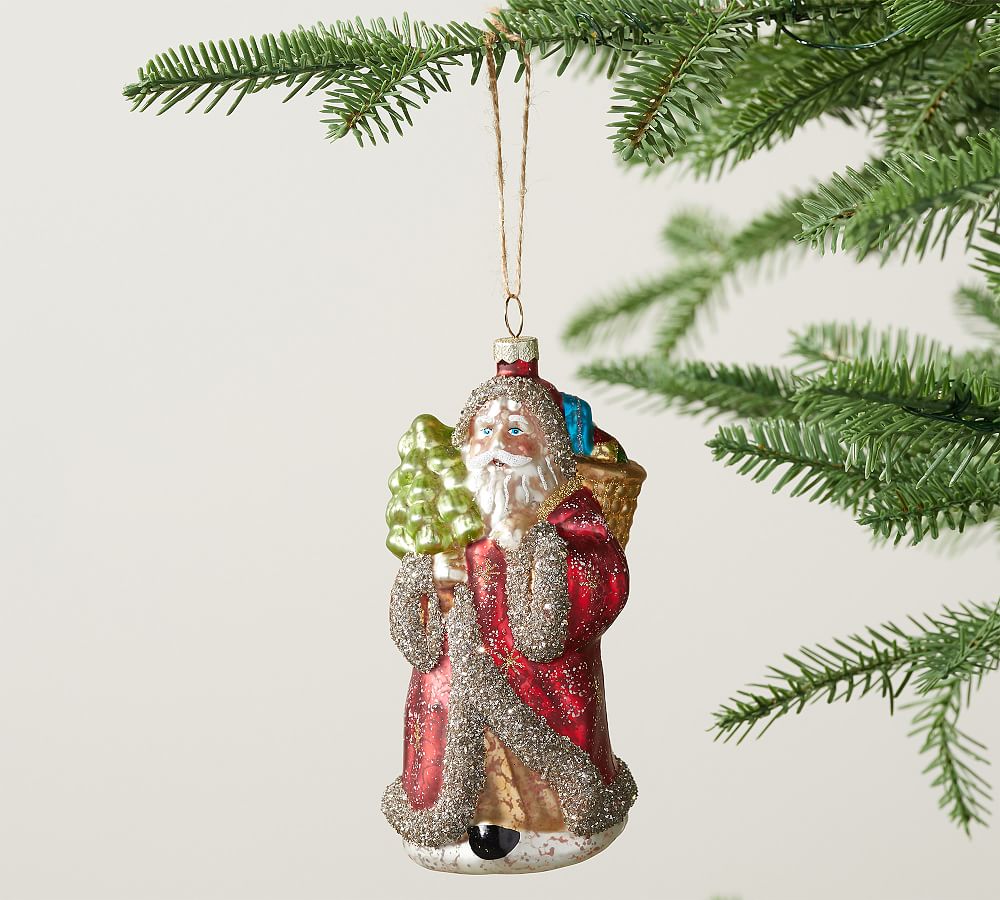 Mercury Glass Santa Ornaments | Pottery Barn