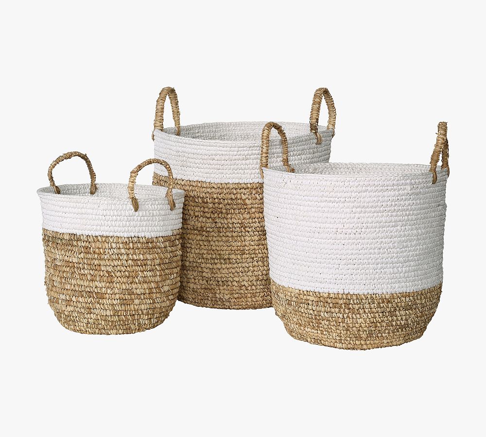 San Marcos Woven Round Rattan Baskets - Set of 3