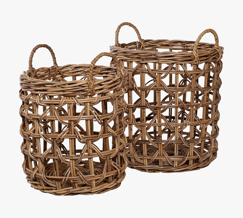 Mallorca Round Rattan Baskets Set of 2 Pottery Barn