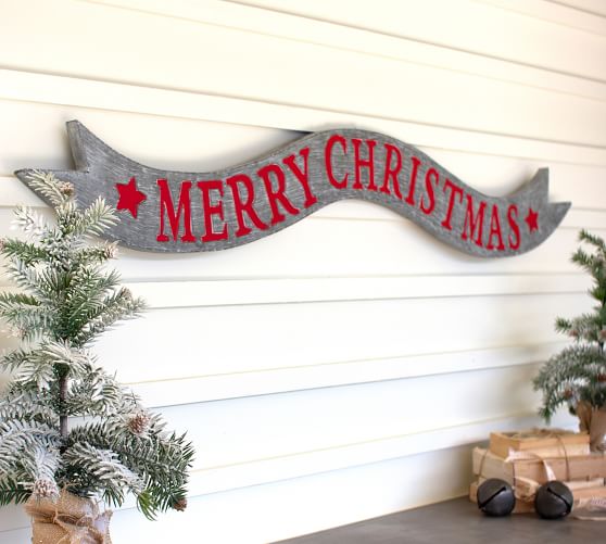Merry Christmas Metal Banner Wall Decor Pottery Barn