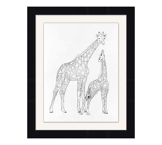 Giraffe Pair Sketch Framed Print Pottery Barn