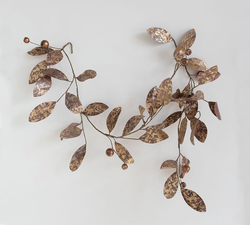 6' Artificial Gold Leaf Garland With Pods Pottery Barn
