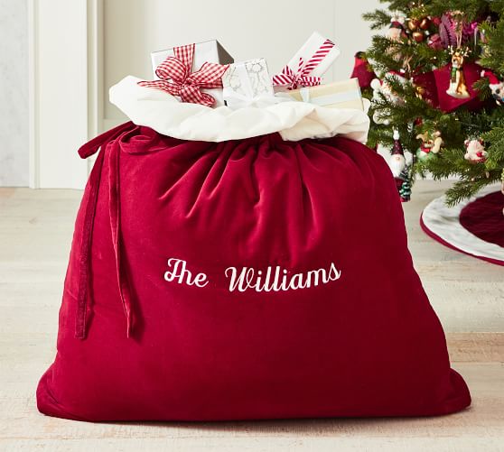 Personalized Velvet Santa Bag | Pottery Barn