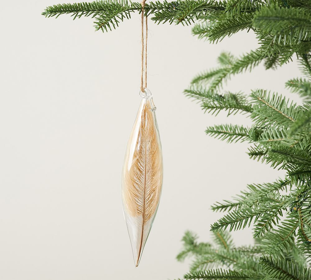 Glass Feather Ornament -Set of 3