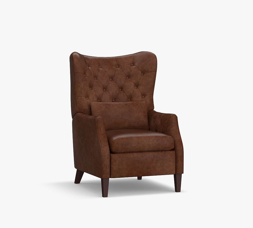 Champlain Square Arm Tufted Wingback Leather Recliner