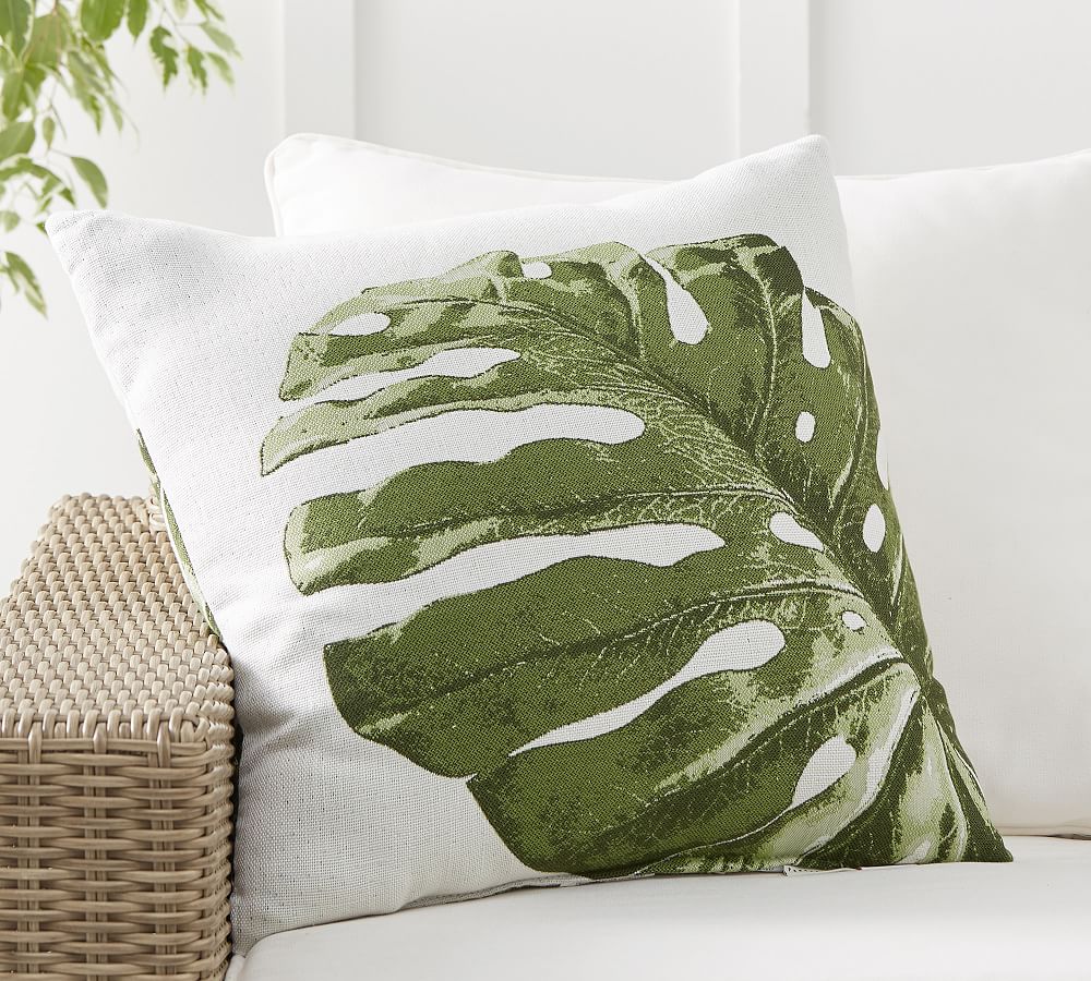 Sunbrella® Palm Leaf Jacquard Outdoor Throw Pillow