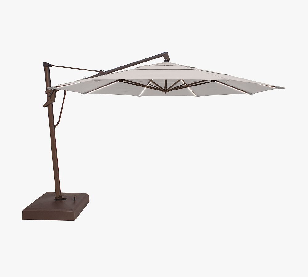 13' Round Carmela Cantilever LED Outdoor Patio Umbrella - Aluminum Frame
