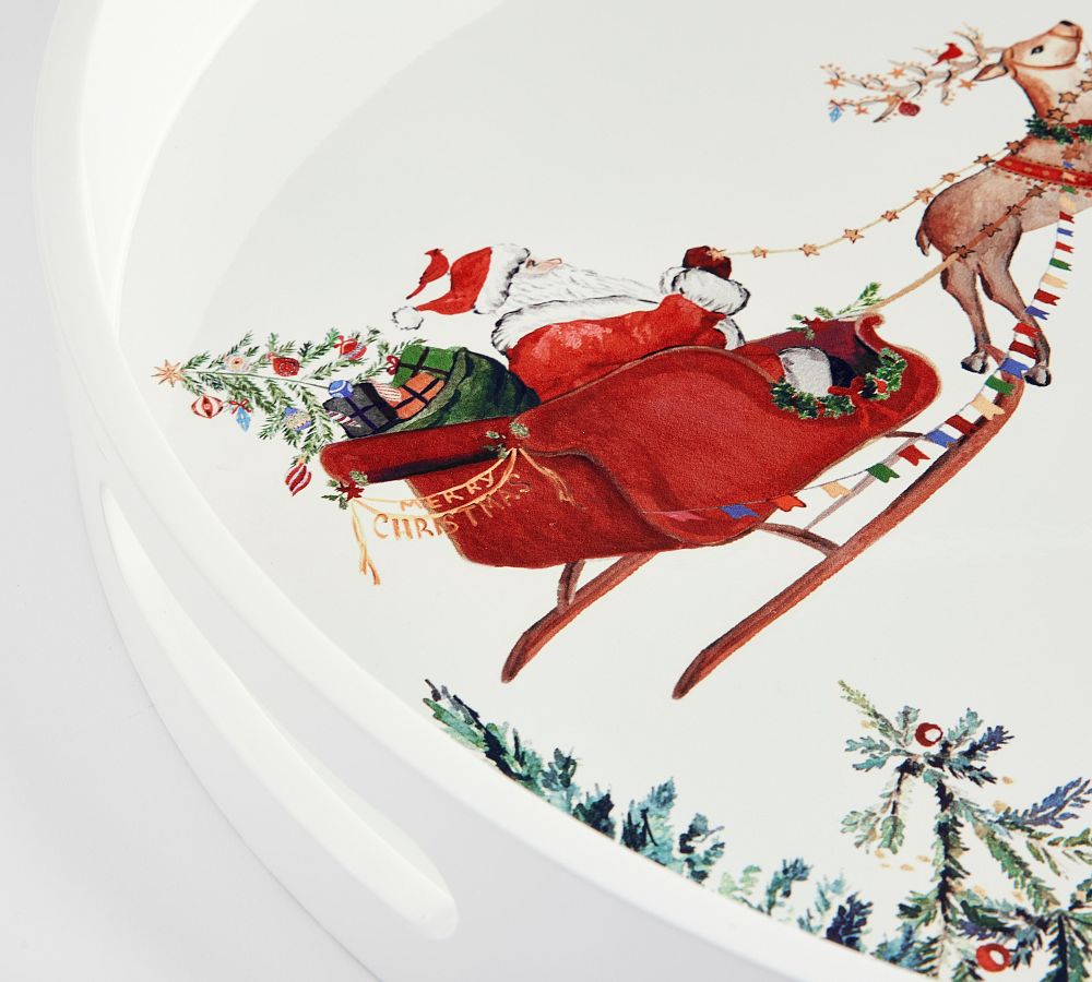 Christmas in the Country Round Lacquer Serving Tray