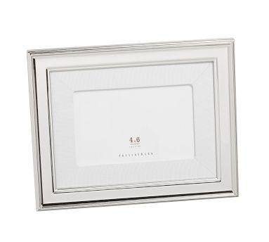 Personalized Silver-Plated Grosgrain Ribbon Mat Frame - White | Pottery ...