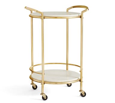 Monique Lhuillier Round Marble Bar Cart | Pottery Barn