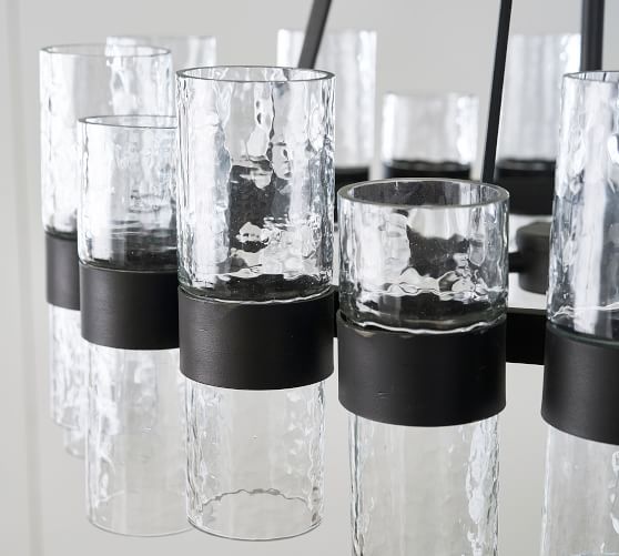 View of 24 Inch Round Chandelier with Tube Textured Glass, 4 Lights ... - Amazon