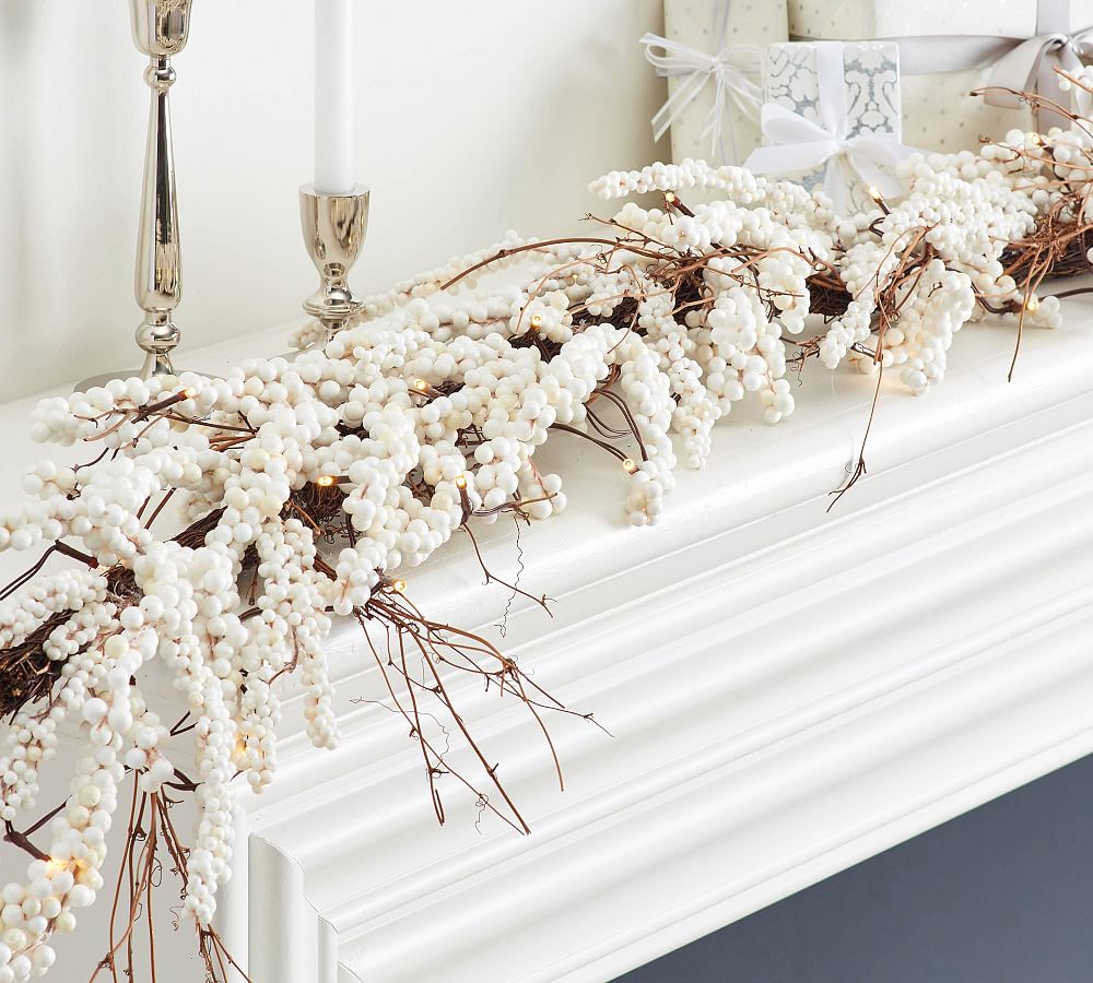 6FT Berry Christmas Garland Artificial Faux White Berry Garland