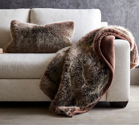 Faux Fur Luxe Mink Throw Blanket Pottery Barn