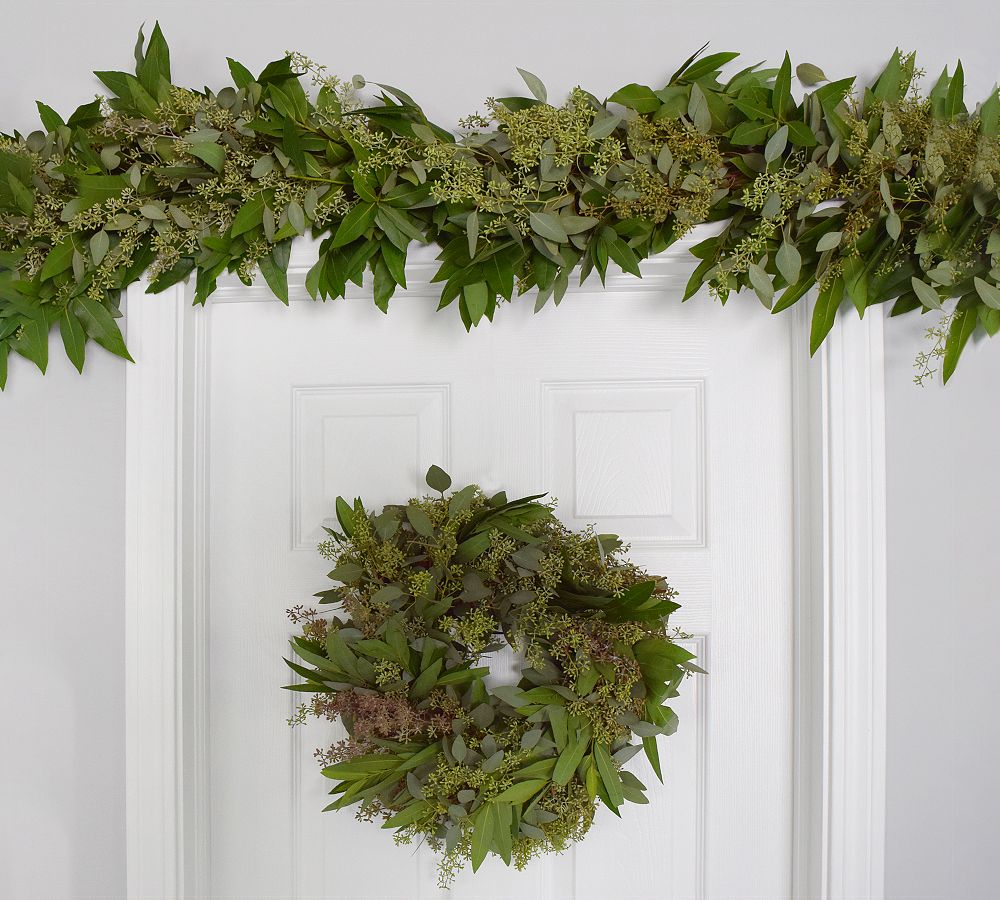 Fresh Bay Leaf & Seeded Eucalyptus Garland Pottery Barn