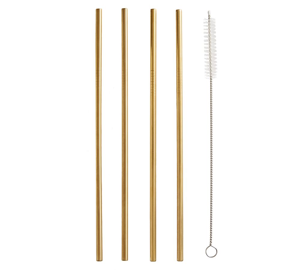 Pottery Barn Bleecker Stainless Steel Straws, Set of 4