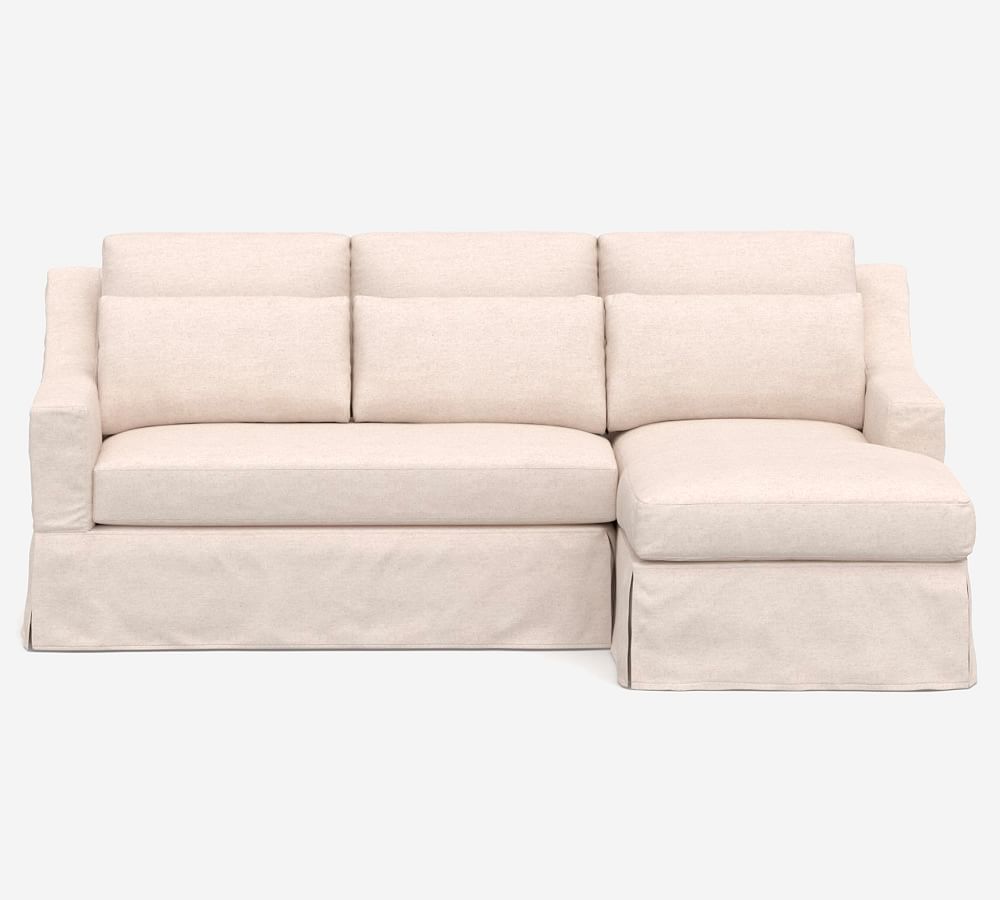 York Slope Arm Deep Seat Slipcovered Sofa Chaise Sectional | Pottery Barn