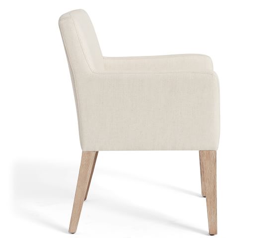 White upholstered discount dining arm chairs