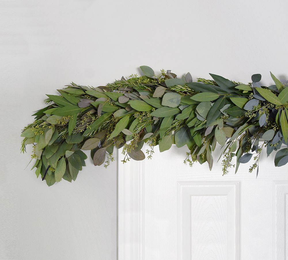 Fresh Bay Leaf Eucalyptus And Rosemary Garland Pottery Barn