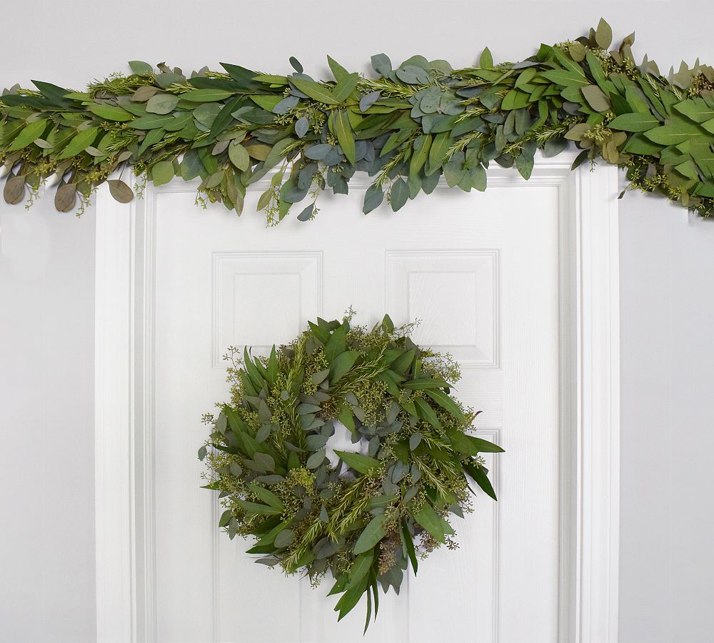Fresh Bay Leaf, Eucalyptus & Rosemary Garland Pottery Barn