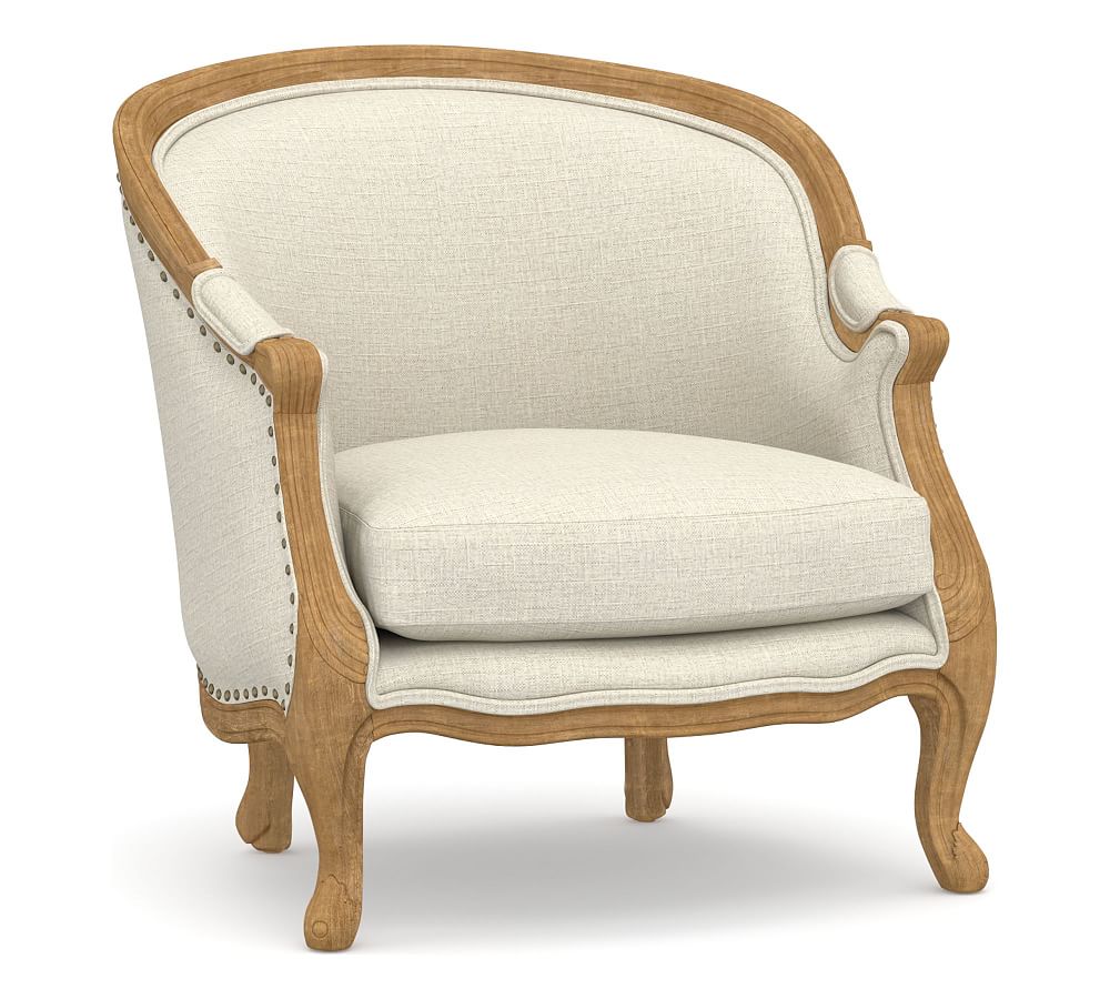 OPEN BOX Bergere Upholstered Armchair Oatmeal, Polyester Pottery Barn
