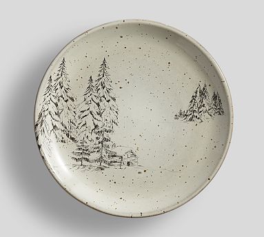 Round Hand-Painted Stoneware Plate – Rustic Barn CT