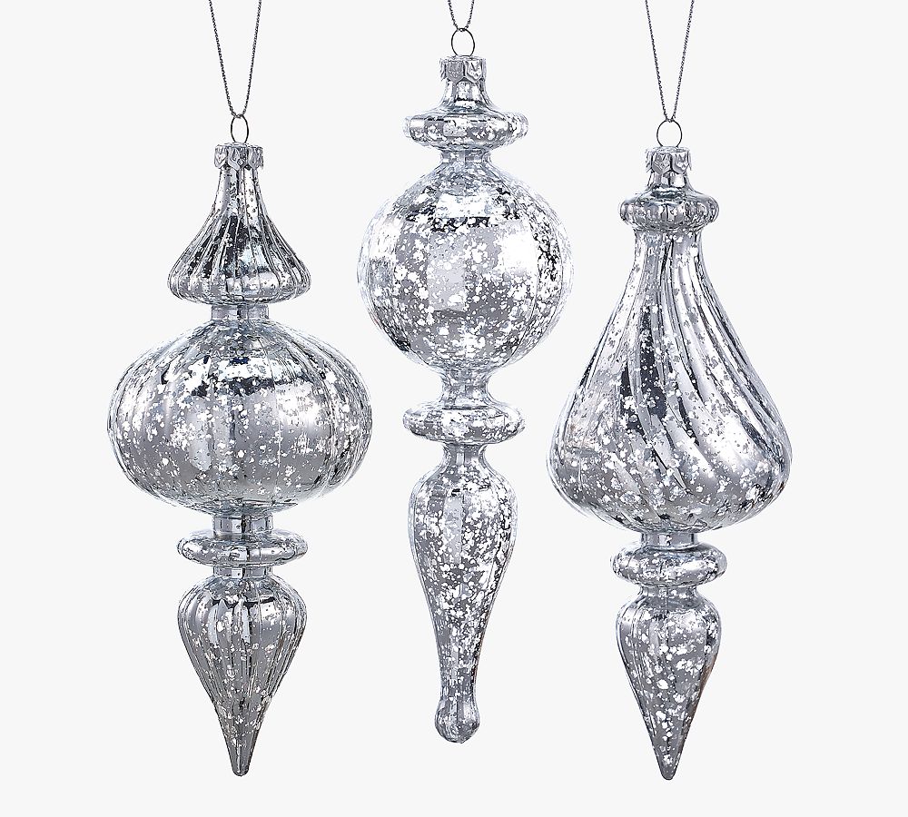 Shatterproof Sparkling Silver Ornament Sets