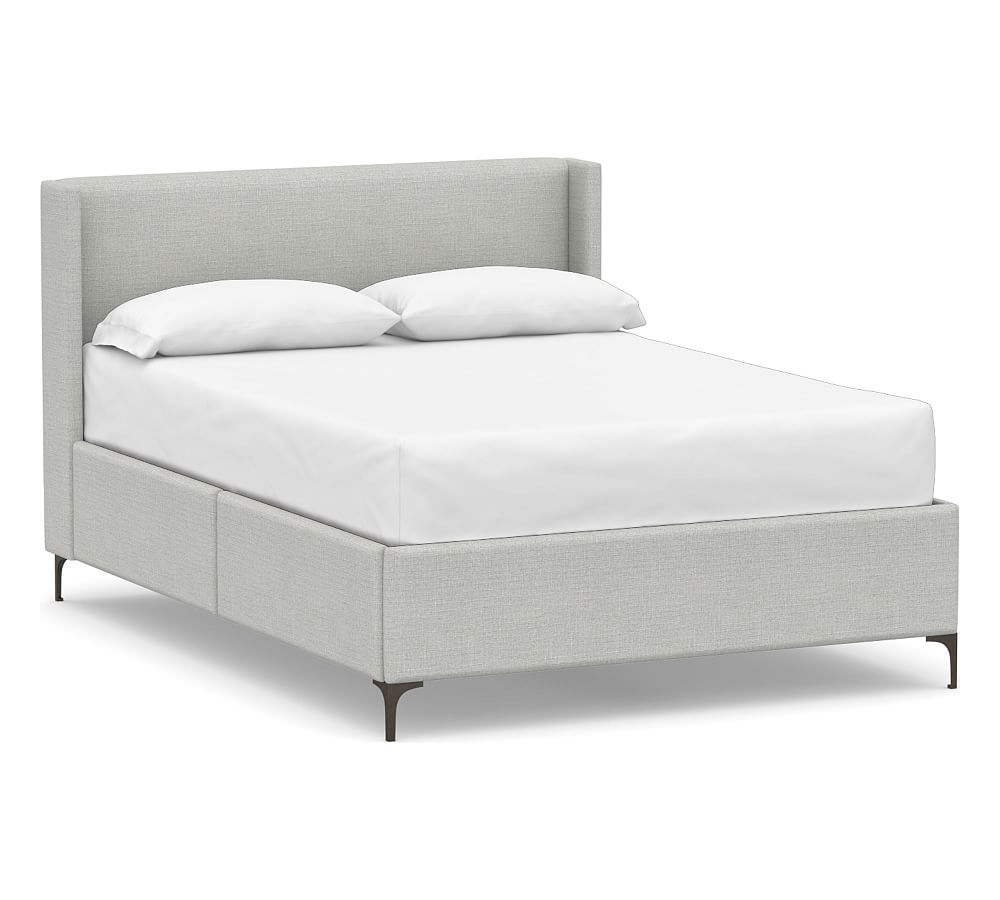 Jake Upholstered Storage Platform Bed with Metal Legs - Quick Ship