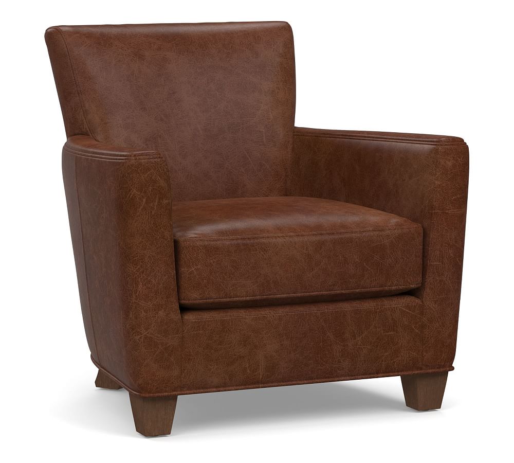 Irving roll arm best sale leather armchair with nailheads