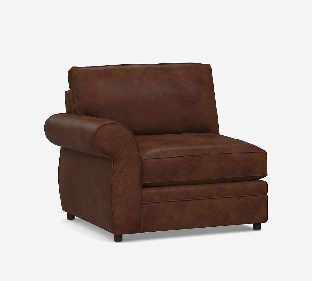 Build Your Own Pearce Roll Arm Leather Sectional Pottery Barn