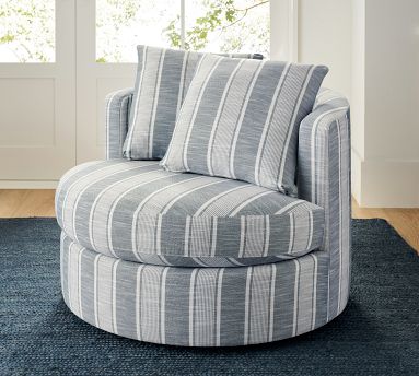 Balboa Upholstered Swivel Armchair | Pottery Barn