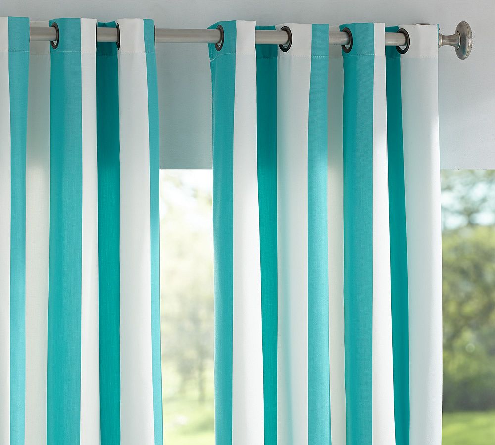 Sunbrella® Awning Stripe Outdoor Grommet Curtain