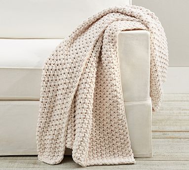 Chunky Waffle-Weave Organic-Cotton Blanket and Throw