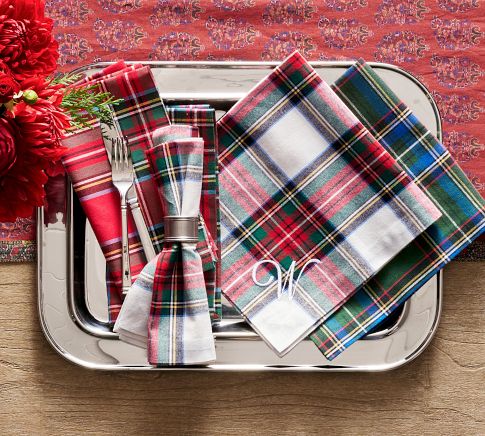 Pottery Barn NEW Stewart Plaid Kitchen Towels Set of 2 20 by 30