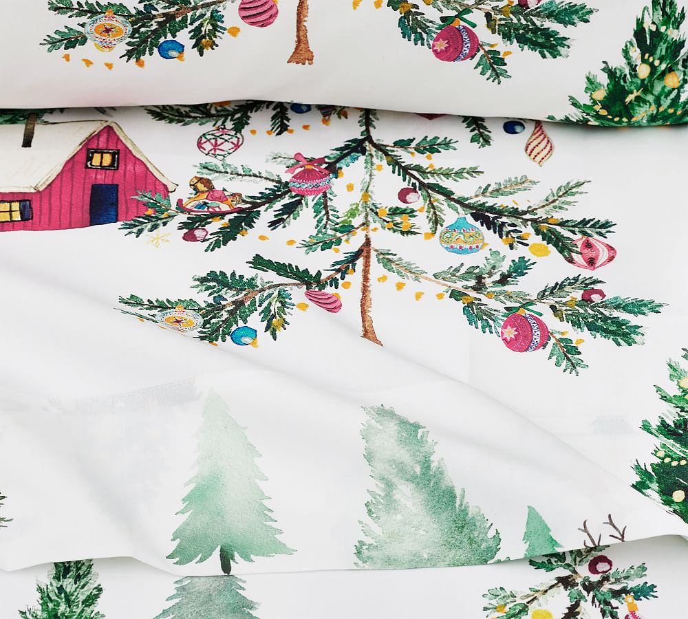 Christmas in the Country Organic Percale Sheet Set | Pottery Barn