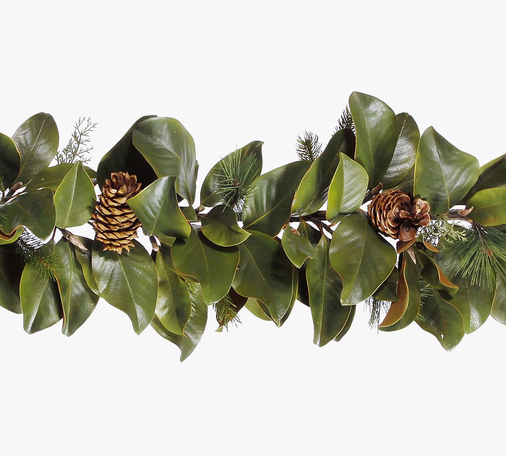 Faux Magnolia & Pine Leaf Garland 5