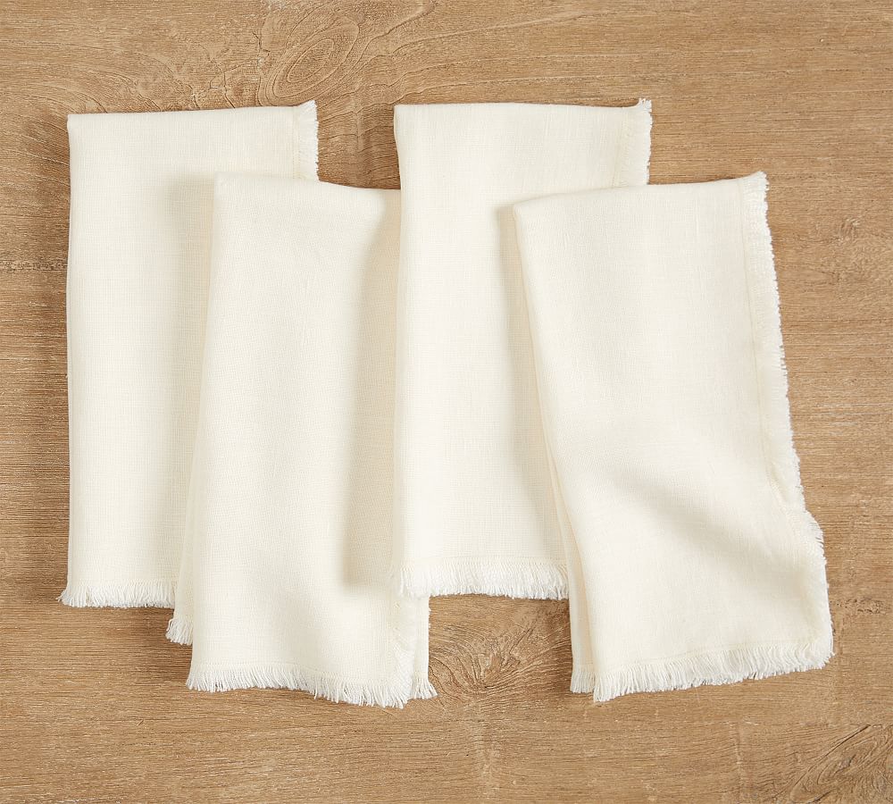 Linen Napkins Set of 4, Ivory