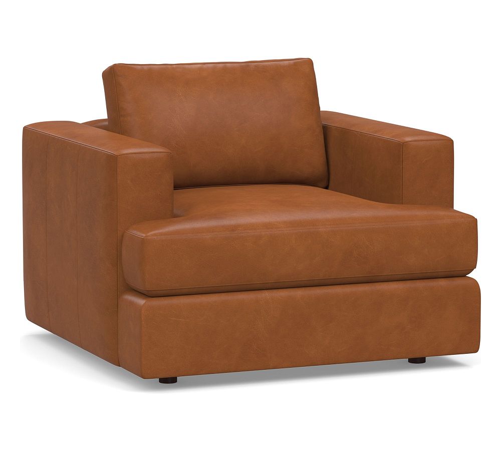 Carmel Recessed Square Arm Leather Armchair
