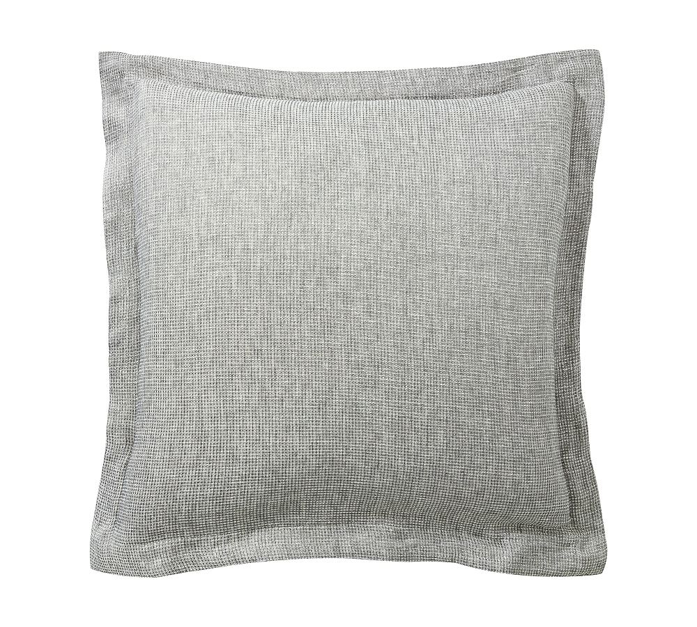 European Flax Linen Waffle Euro Shams - Set of 3, Light Grey
