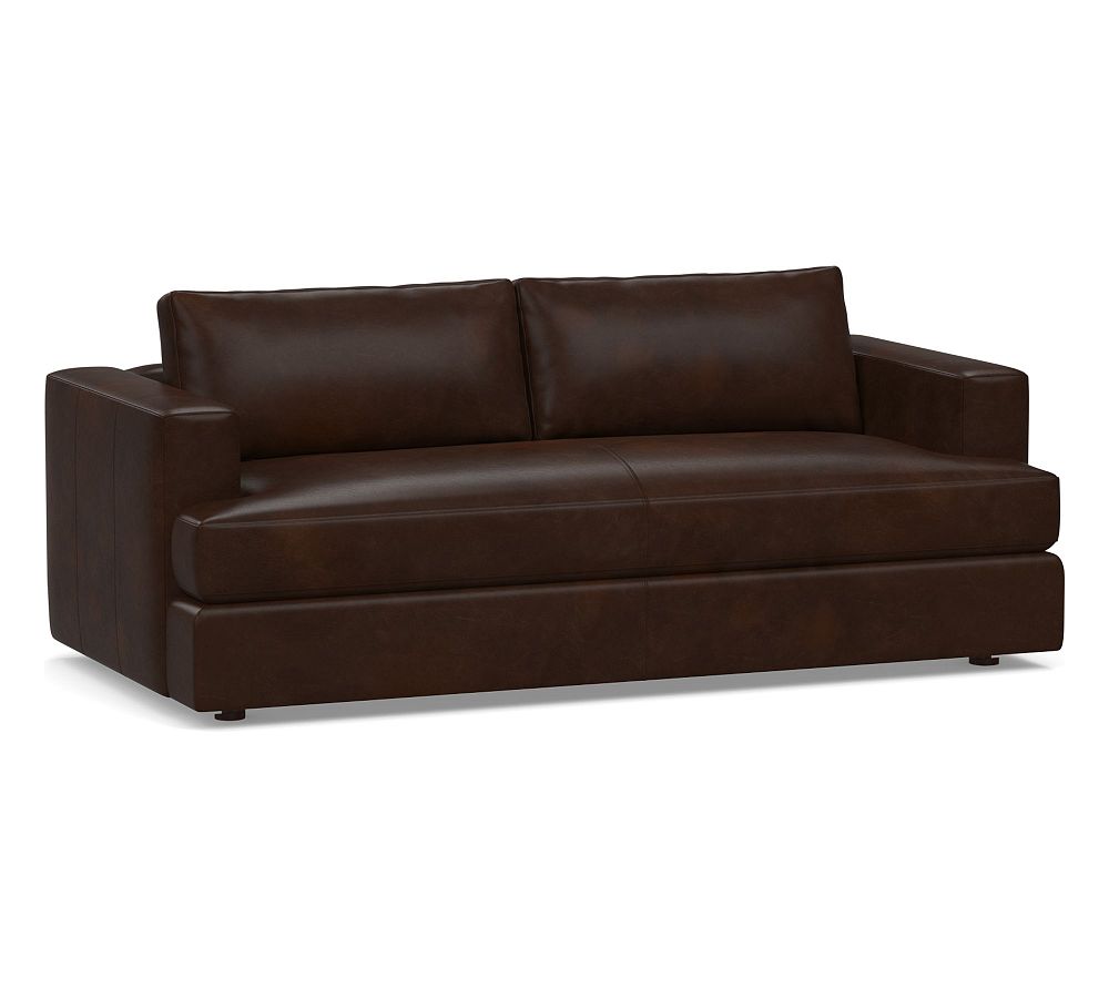 Carmel Recessed Square Arm Leather Sleeper Sofa