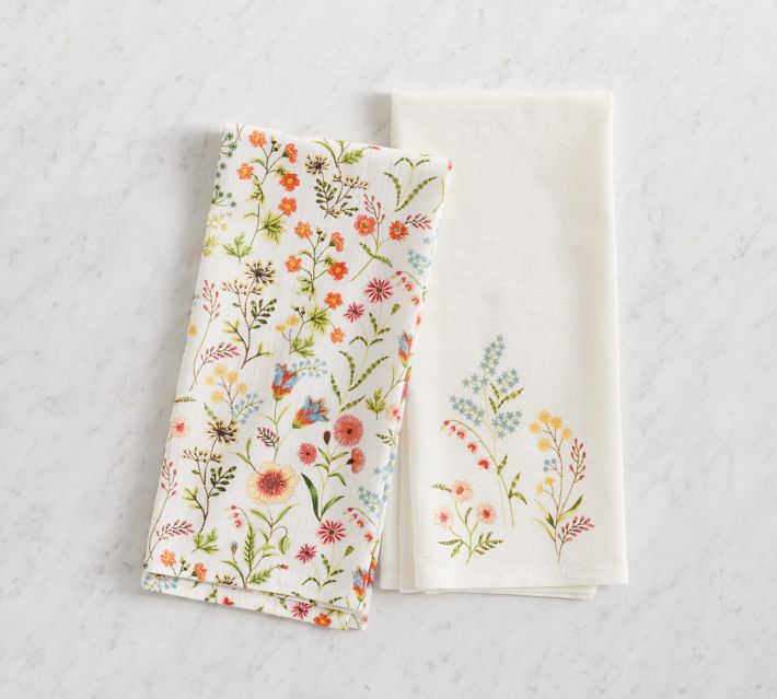 Canned Goods Tea Towels set of 2 Canning With Flowers by Tarareed