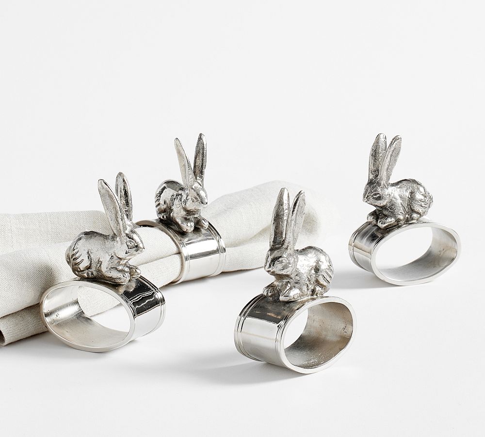 Handcrafted Figural Bunny Napkin Rings Set of 4 Pottery Barn