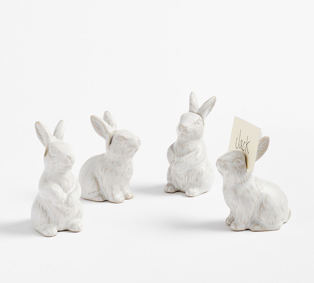 Rustic Bunny Stoneware Place Card Holders - Set of 4