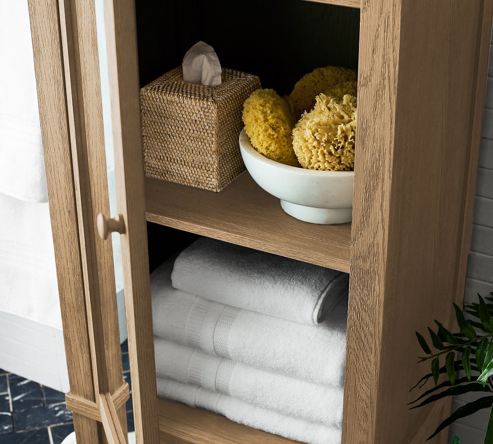 Farmhouse Wicker Storage Cabinet with 2 Drawers and 4 Baskets