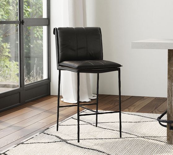 Eugina Leather Stool Pottery Barn