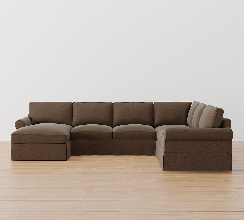 PB Comfort Roll Arm Slipcovered 4-Piece Sofa Chaise Sectional
