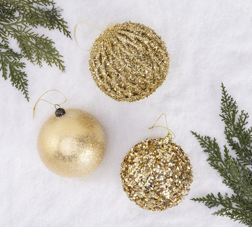 Set of 4 Painted Wooden Ball and Finial Ornaments by Lauren